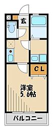 プランドール清瀬 1Kの間取図画像