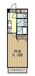 オーチャードヒル 1Kの間取図画像