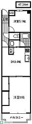 ハシバハイツ 2DKの間取図画像