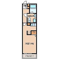 リブリーM&I 1Kの間取図画像