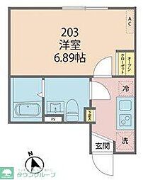 カインドネス田無2 1Kの間取図画像