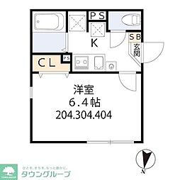 グラシア・ベイ大森 2階1Kの間取り
