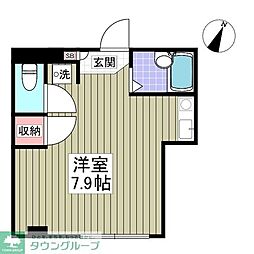 ランドフォレスト川崎浜町 1階ワンルームの間取り