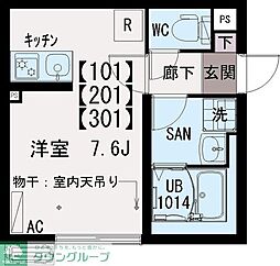 イクシオ川崎West Side 3階ワンルームの間取り