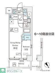 エル・セレーノ横浜 1LDKの間取図画像