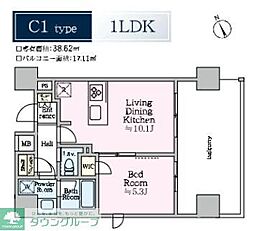 ルフレグランデ川崎ドゥーエ 1LDKの間取図画像