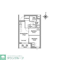 COMFORIALIV南品川 2DKの間取図画像