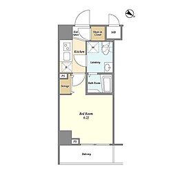 Risingplace川崎二番館 1Kの間取図画像