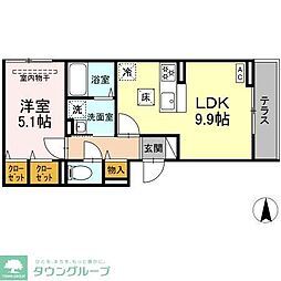 D Paina 矢向 1LDKの間取図画像