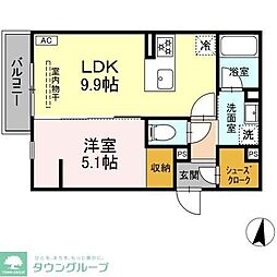 D'Bless川崎 East 1LDKの間取図画像