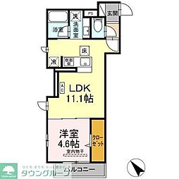 D'Bless鶴見市場 1LDKの間取図画像