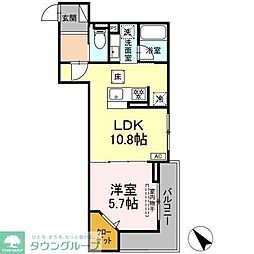 D'Bless鶴見市場 1LDKの間取図画像