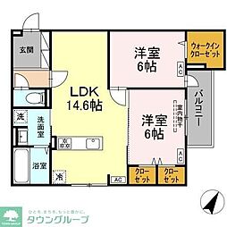 Serene Tera(セリーン テラ) 2LDKの間取図画像