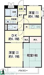 コモド浅田 3DKの間取図画像
