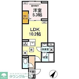 セレスティア下丸子 1LDKの間取図画像