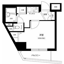 ヴェルト川崎 1Kの間取図画像