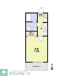 α(アルファ) parks hills 1Kの間取図画像