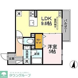 D'Bless川崎 East 1LDKの間取図画像