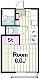 クリスタルハウスB 1Kの間取図画像