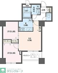 ドゥーエ横浜駅前 2LDKの間取図画像