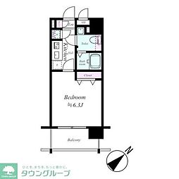 MAINSTAGE蒲田3 1Kの間取図画像