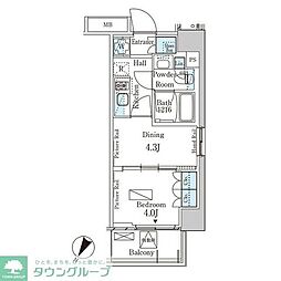 ParkAxis横濱大通り公園 1DKの間取図画像