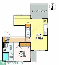 エントピア神明の杜Musashikosugi 1LDKの間取図画像