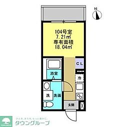川崎市川崎区渡田1丁目アパート ワンルームの間取図画像