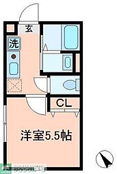 グランノーブル鶴見 1Kの間取図画像