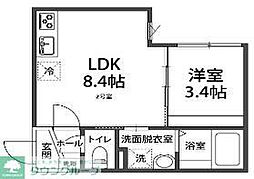 コスタリブロ中延 1LDKの間取図画像