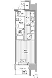 JR南武線 武蔵新城駅 徒歩6分の賃貸マンション 4階1Kの間取り