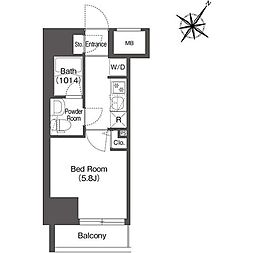 東急田園都市線 溝の口駅 徒歩5分の賃貸マンション 4階1Kの間取り