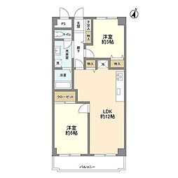 リオ梶ヶ谷 3階2LDKの間取り