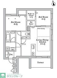 川崎市多摩区登戸マンション 2LDKの間取図画像