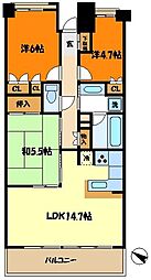 パークホームズ二子多摩川フェアアリーナ 3LDKの間取図画像