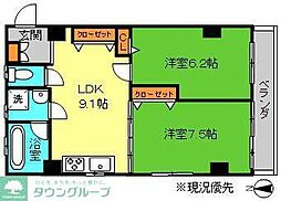 サンヒルズK 2LDKの間取図画像