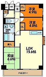 プライムアーバン武蔵小杉Comodo 3LDKの間取図画像
