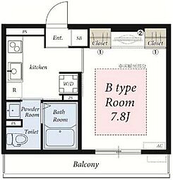 リブリ・武蔵小杉 1Kの間取図画像