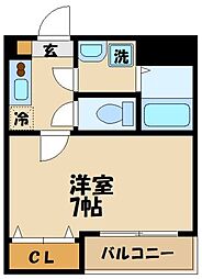アザーレ・レクシオ中原 1Kの間取図画像