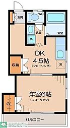 第2大しま荘1 1DKの間取図画像
