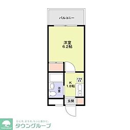 グリム武蔵新城 1Kの間取図画像