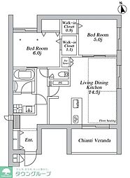 川崎市多摩区登戸マンション 2LDKの間取図画像