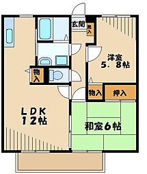 ビーラインヒルズ 2LDKの間取図画像