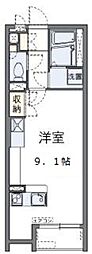 レオパレスミランダカーサ ワンルームの間取図画像