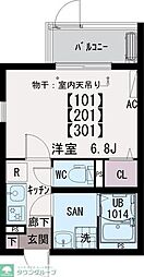 JR東海道本線 大船駅 徒歩17分の賃貸マンション 1階1Kの間取り
