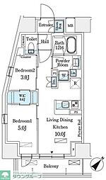 パークアクシス横浜伊勢佐木町通り 2LDKの間取図画像