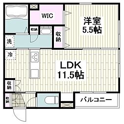 クレールエミネンス藤沢 1LDKの間取図画像
