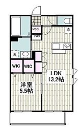 ワイズ橘公園 1LDKの間取図画像