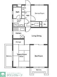 茅ヶ崎ダイカンプラザ 3DKの間取図画像