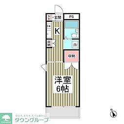 パールハイツ東八幡 1Kの間取図画像